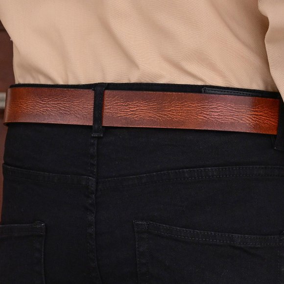 Men's Leather Belt - Handmade - Antique  Maroon - Free Personalization - Picture 10 of 15